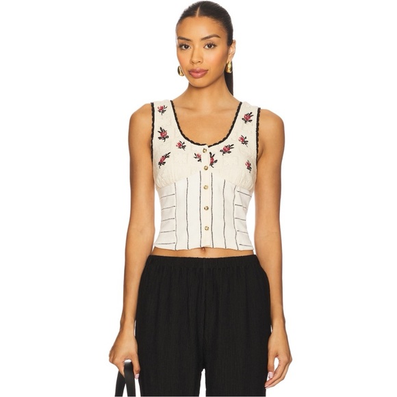Free People Tops - Free People Rose Bud Knit Top in Ivory Combo